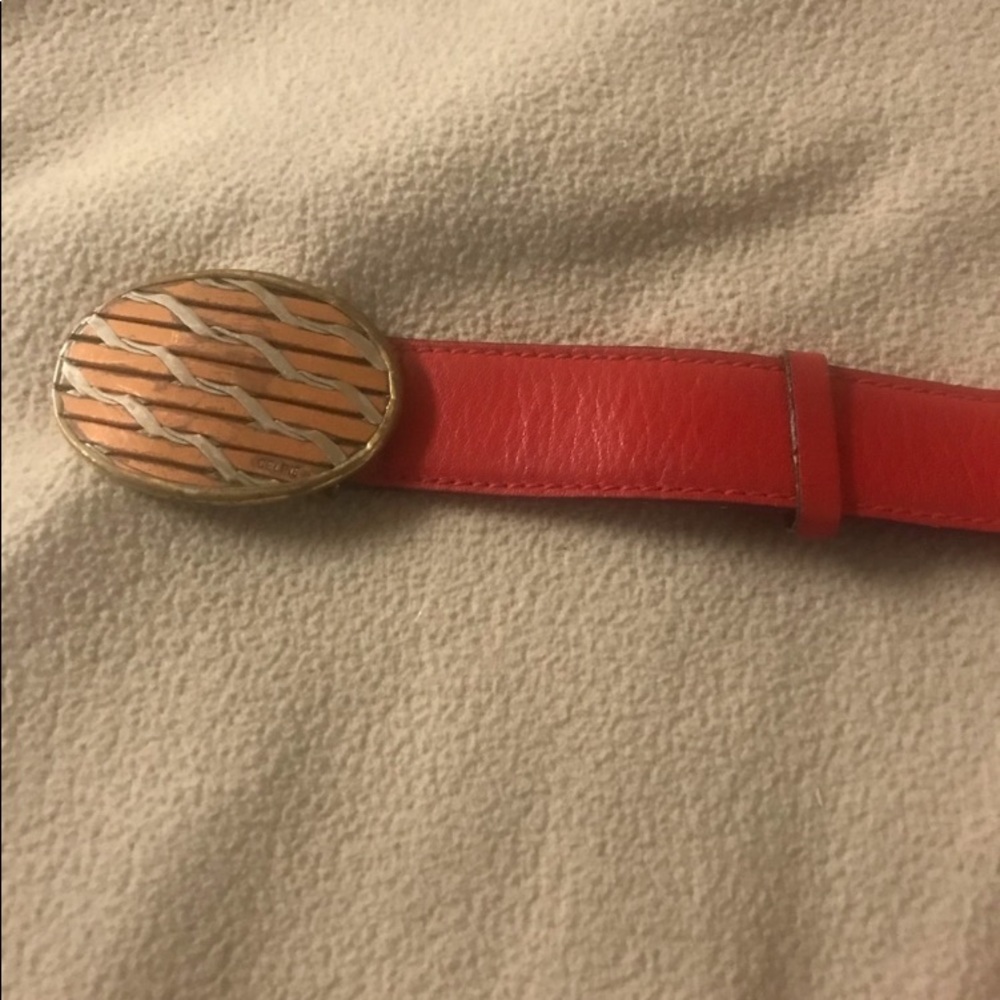Vintage Celine red leather Belt and Buckle - Picture 6 of 12